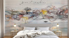 Design ZX0690 — Papier peint Vagues abstraites arbres oiseaux paysage — Novomur