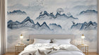 Design ZX0768 — Papier peint Paysage encre montagne cerfs barque — Novomur