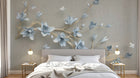 Design ZX0779 — Papier peint Magnolias bleus relief or beige — Novomur