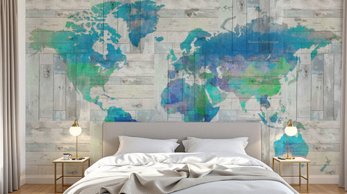 Design ZX0797 — Papier peint Carte du Monde — Novomur