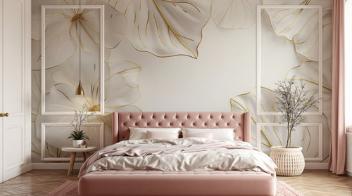 Design A0159 — Papier peint Art Déco Éventails et Or - Collection 1 — Novomur
