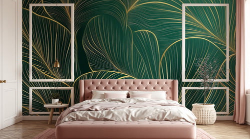 Design A0582 — Papier peint Art Déco Éventails et Or - Collection 1 — Novomur