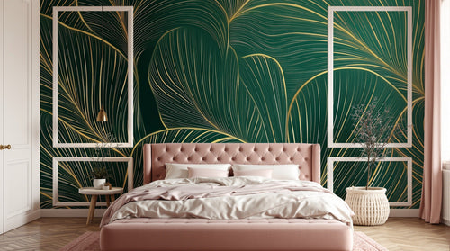 Design A0582 — Papier peint Art Déco Éventails et Or - Collection 1 — Novomur