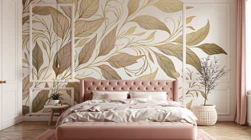 Design A0844 — Papier peint Botanique Feuilles Dorées — Novomur