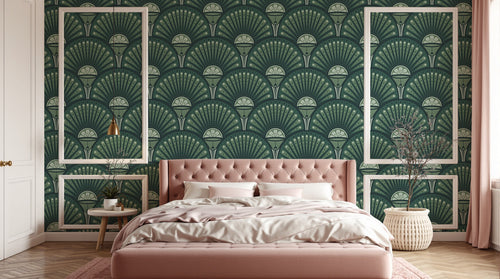 Design D0321 — Papier peint Art Déco Éventails et Or - Collection 2 — motif standard — Novomur