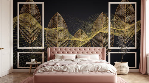 Design D0336 — Papier peint Art Déco Éventails et Or - Collection 1 — Novomur