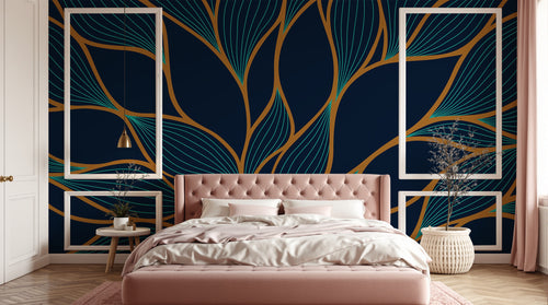 Design D0450 — Papier peint Art Déco Éventails et Or - Collection 1 — Novomur