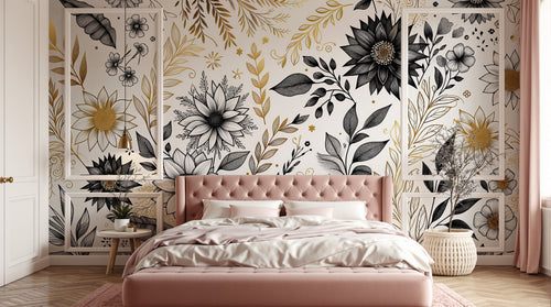 Design F0947 — Papier peint Floral Pivoines et Roses - Collection 1 — Novomur