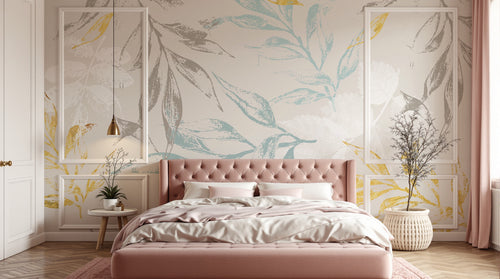 Design SK0115 — Papier peint Botanique Feuilles Dorées — Novomur
