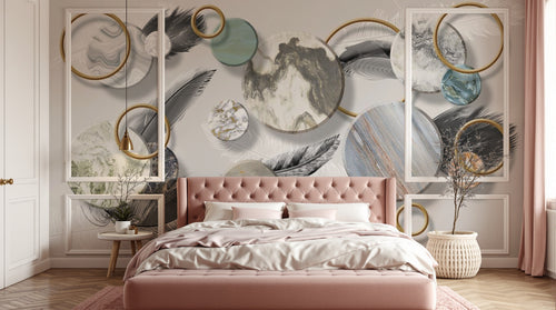 Design SL0232 — Papier peint Art Déco Éventails et Or - Collection 2 — Novomur