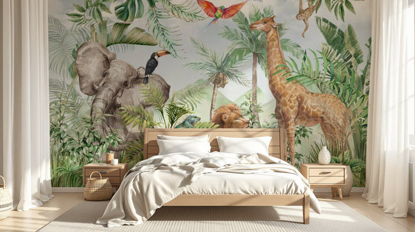 variant:A0181 | chambre_07_neutral — Aventure Safari Gris Perle — papier peint Novomur