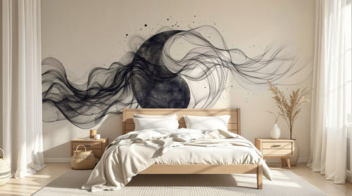 Design A0292 — Papier peint Asie Encre Noire Montagne — Novomur