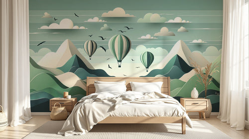 Design A0481 — Papier peint Montgolfières Enfant — Novomur