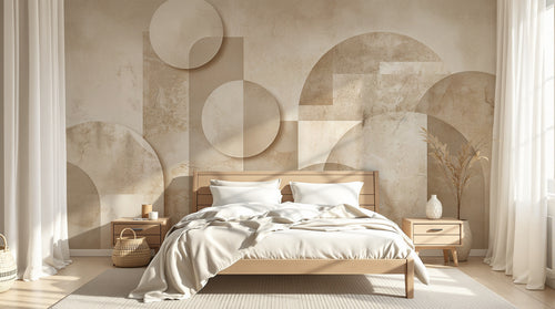 Design A0895 — Papier peint Art Abstrait Bauhaus Beige - Collection 1 — Novomur