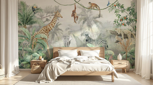 Design B021 — Papier peint Safari Jungle Animaux - Collection 2 — Novomur