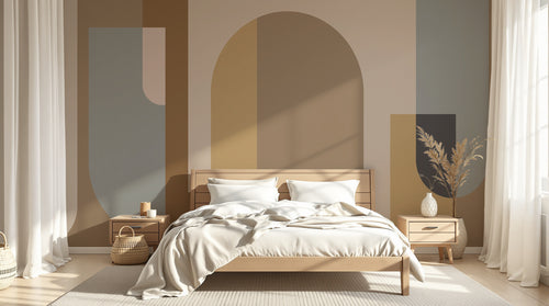 Design C0339 — Papier peint Art Abstrait Bauhaus Beige - Collection 1 — Novomur