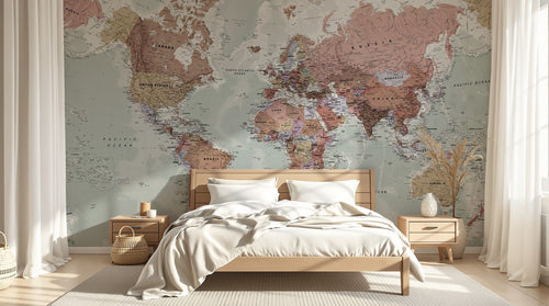 Design C0991 — Papier peint Carte du Monde — Novomur