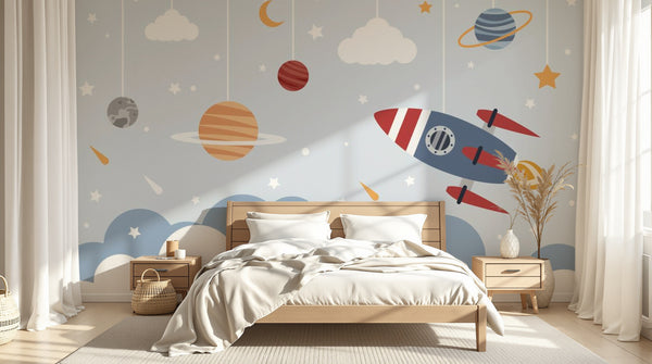 Papier peint Espace Planètes - Sur mesure