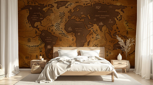 Design E0133 — Papier peint Carte du Monde — Novomur