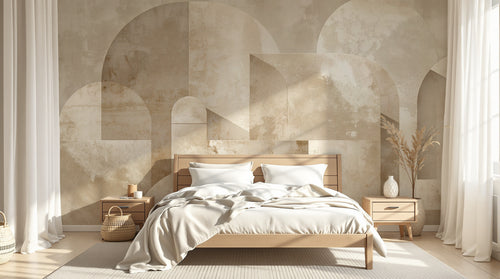 Design F0681 — Papier peint Art Abstrait Bauhaus Beige - Collection 1 — Novomur