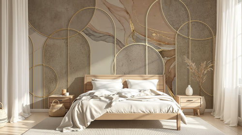 Design F0738 — Papier peint Art Abstrait Bauhaus Beige - Collection 1 — Novomur
