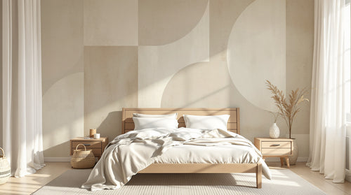 Design F0869 — Papier peint Art Abstrait Bauhaus Beige - Collection 2 — Novomur