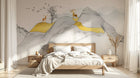 Design SL0028 — Papier peint Montagnes lignes graphiques cerfs dores — Novomur