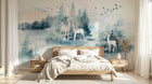 Design SL0343 — Papier peint Cerfs blancs bois dores foret bleue — Novomur