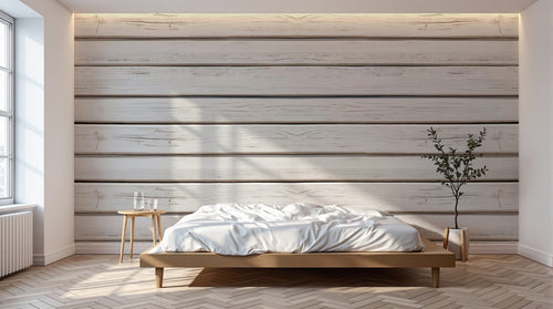 Design A0084 — Papier peint Bois Rustique Blanchi — Novomur