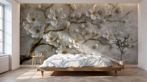 Design A0104 — Papier peint Floral Pivoines et Roses - Collection 1 — Novomur