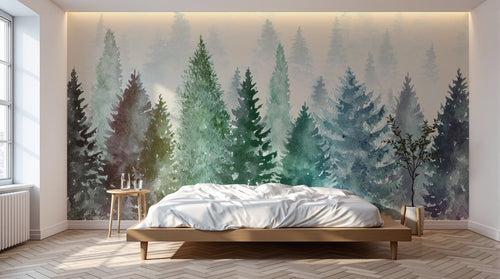 Design A0110 — Papier peint Forêt Pins et Sapins - Collection 2 — Novomur