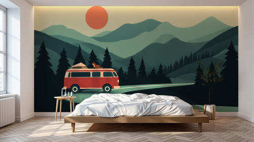 Design A0156 — Papier peint Paysage Montagne Minimaliste - Collection 2 — Novomur
