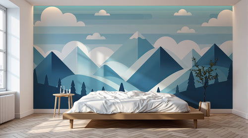 Design A0232 — Papier peint Paysage Montagne Minimaliste - Collection 2 — Novomur