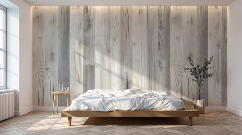 Design A0335 — Papier peint Bois Rustique Blanchi — Novomur