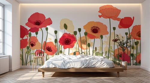 Design A0369 — Papier peint Coquelicots et Fleurs Sauvages — Novomur