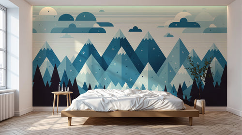 Design A0592 — Papier peint Paysage Montagne Minimaliste - Collection 2 — Novomur