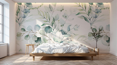 Design D0128 — Papier peint Eucalyptus Botanique Sauge — motif grand — Novomur