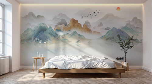 Design D0945 — Papier peint Paysage Montagne Réaliste — Novomur