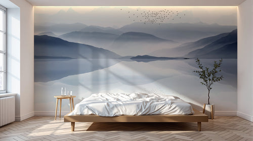 Design E0284 — Papier peint Paysage Montagne Réaliste — Novomur