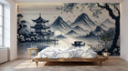 Design F0193 — Papier peint Asie Encre Bleue — Novomur