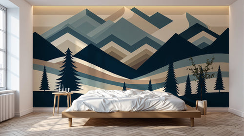 Design F0866 — Papier peint Paysage Montagne Minimaliste - Collection 2 — Novomur