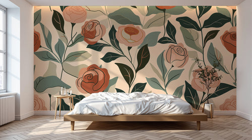 Design F0875 — Papier peint Floral Pivoines et Roses - Collection 2 — Novomur
