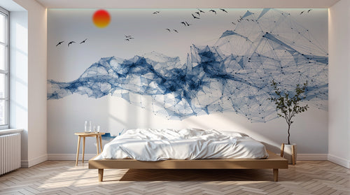 Design SK0162 — Papier peint Asie Encre Bleue — Novomur