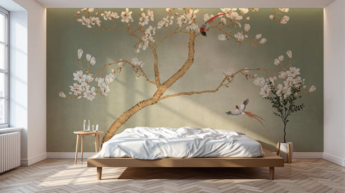 Design SK0166 — Papier peint Magnolia & Oiseaux — Novomur