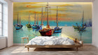 Design SL0622 — Papier peint Voiliers mer coucher soleil peinture — Novomur