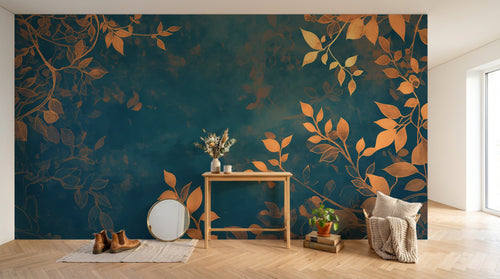 Design A0015 — Papier peint Botanique Feuilles Dorées — Novomur