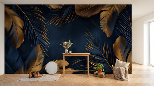 Design A0017 — Papier peint Palmier Tropical Doré Luxe - Collection 2 — Novomur