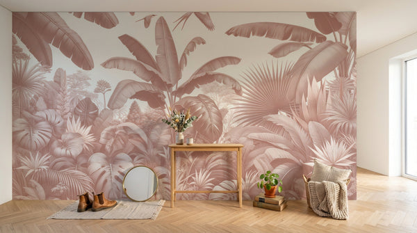 Papier peint Palmier Tropical Vintage Sépia - Sur mesure