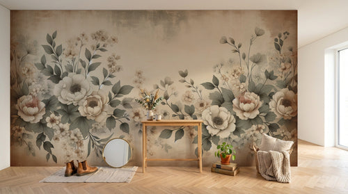 Design A0042 — Papier peint Floral Pivoines et Roses - Collection 1 — Novomur