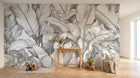 Design A0058 — Papier peint Palmier Tropical Noir et Blanc — Novomur
